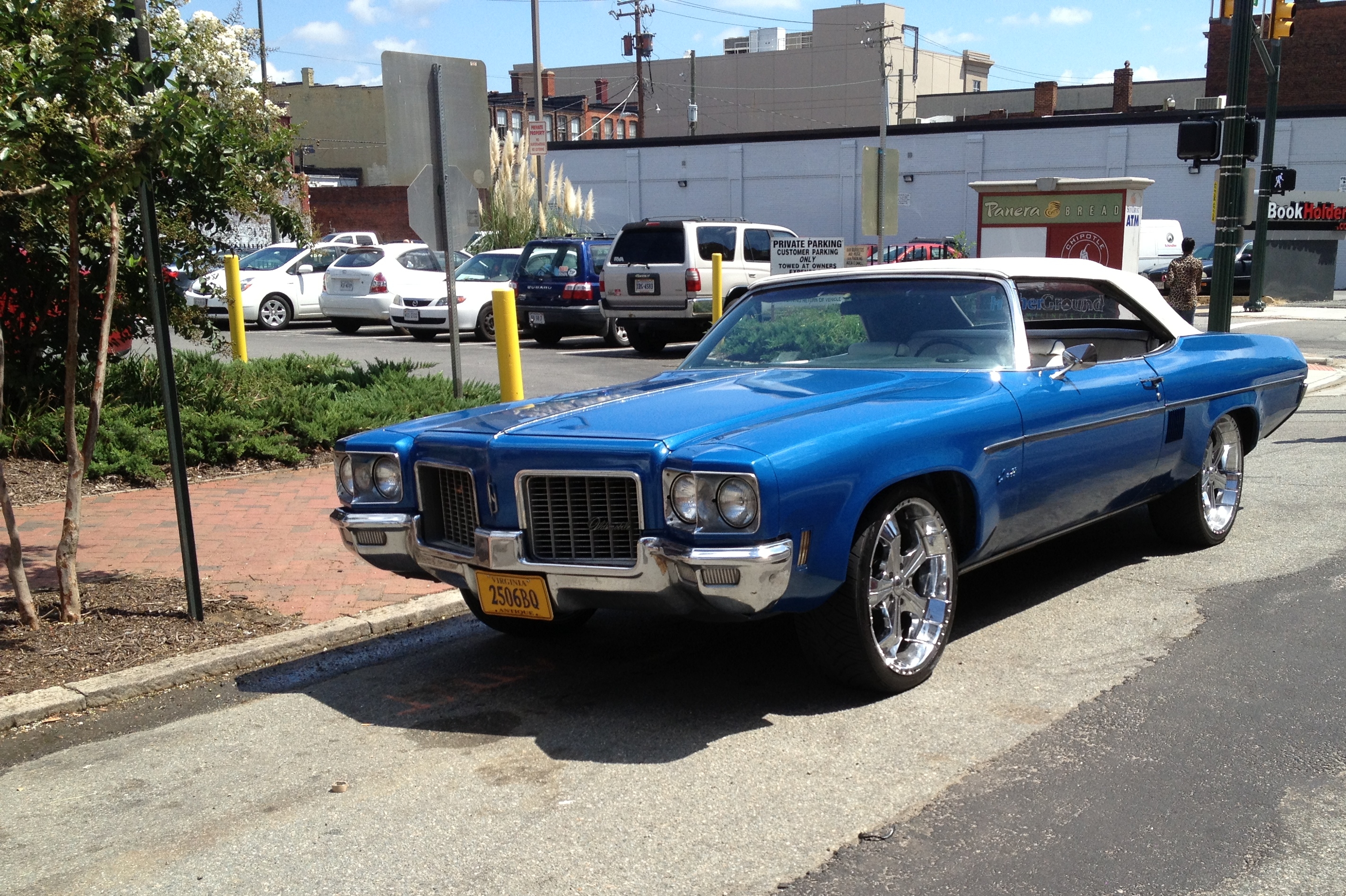 In Motion Outtake 1975 Oldsmobile Delta 88 Royale Convertible Blue