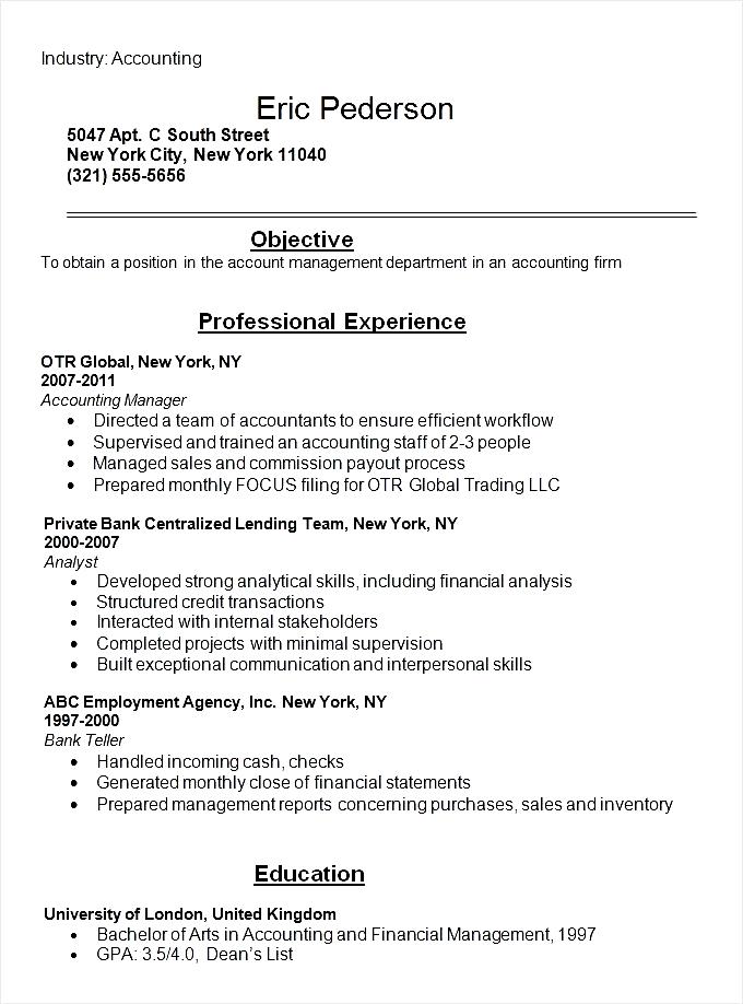 Accounting Student Resume Example Template Free Samples