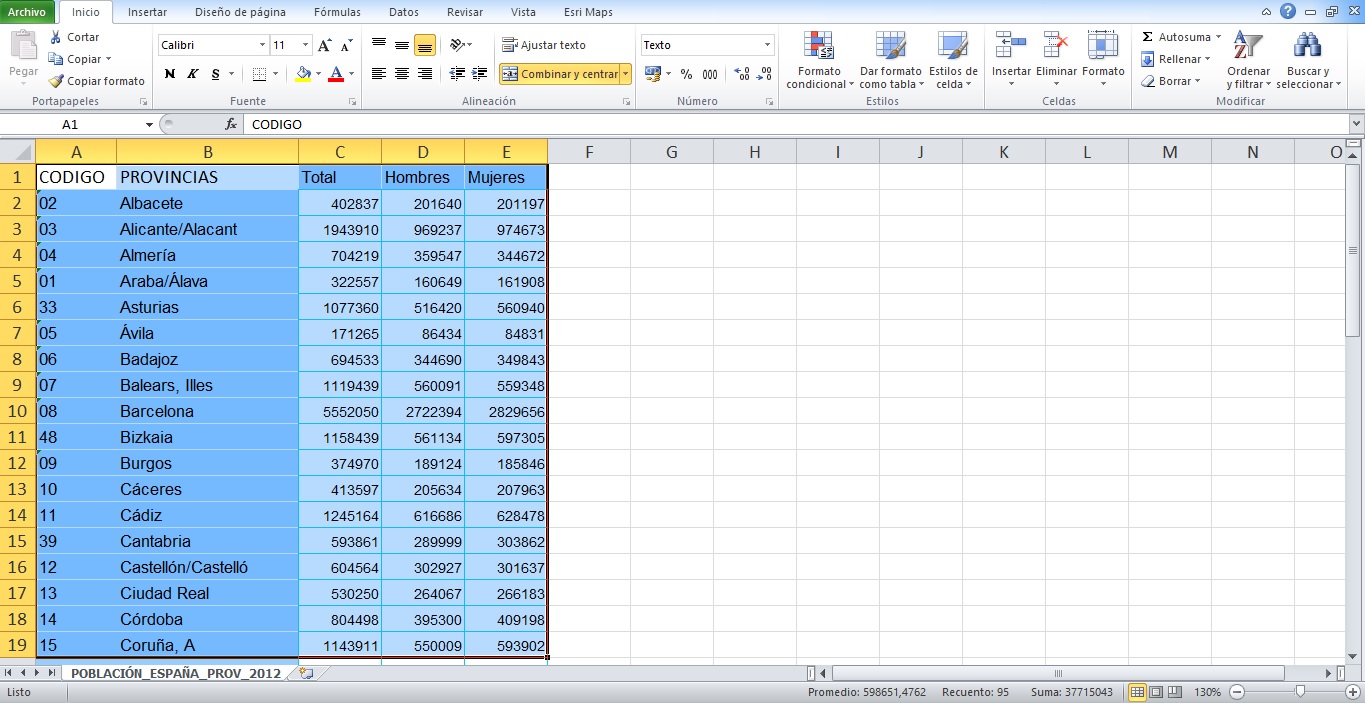 Importar datos de un Excel (.xls) a GvSIG