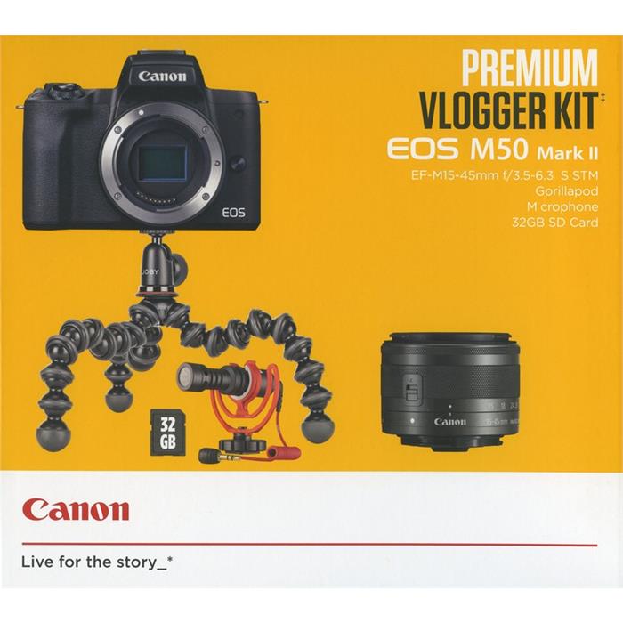 Canon EOS M50 Mark II Mirrorless Camera, Black and EFM 1545mm IS STM