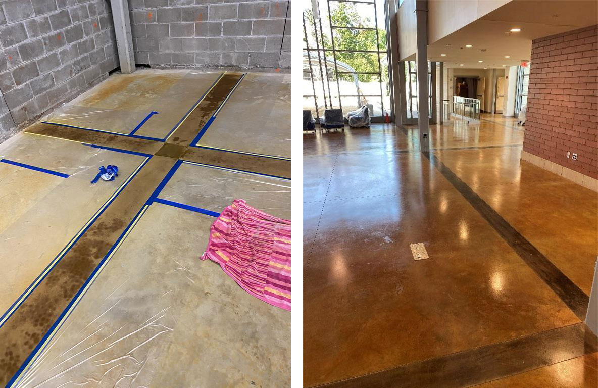Acid Stain creates Rustic Beauty for this University Film Center Floor