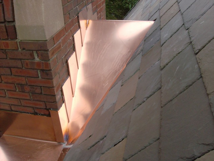 Custom Copper Chimney Saddles (or "crickets")