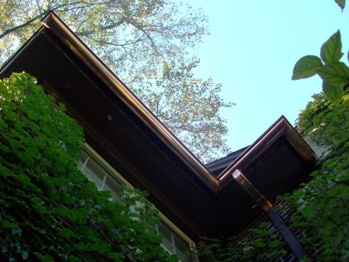 Custom Copper Gutters near Indianapolis, 6" Kstyle seamless copper