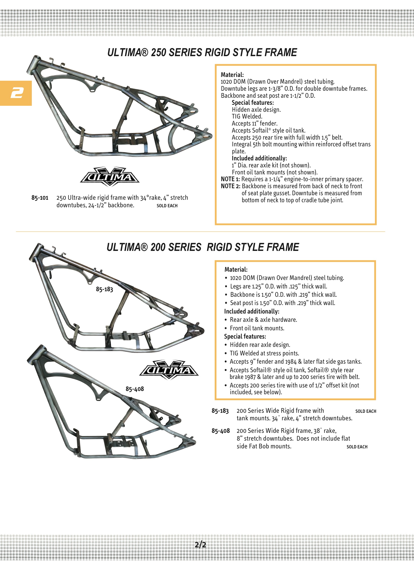 Ultima FRAME,RIGID25034DEG4";STRETCH Midwest 85101