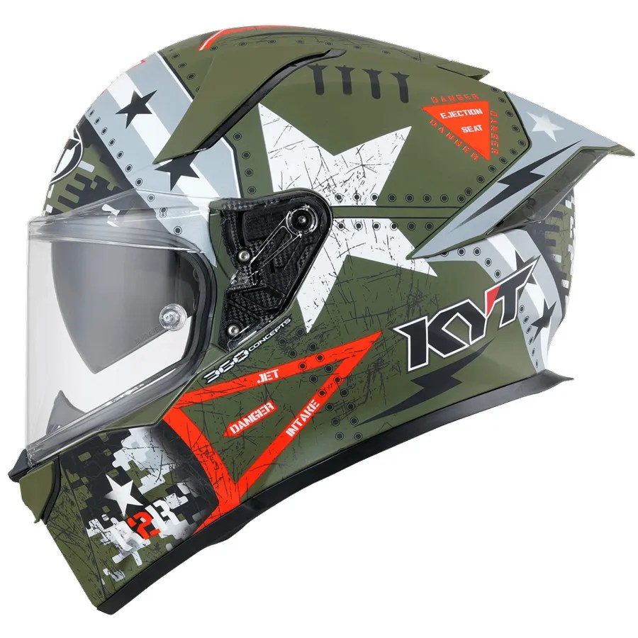 KYT R2R Pro Assault Matt Green Army Helmet Custom Elements
