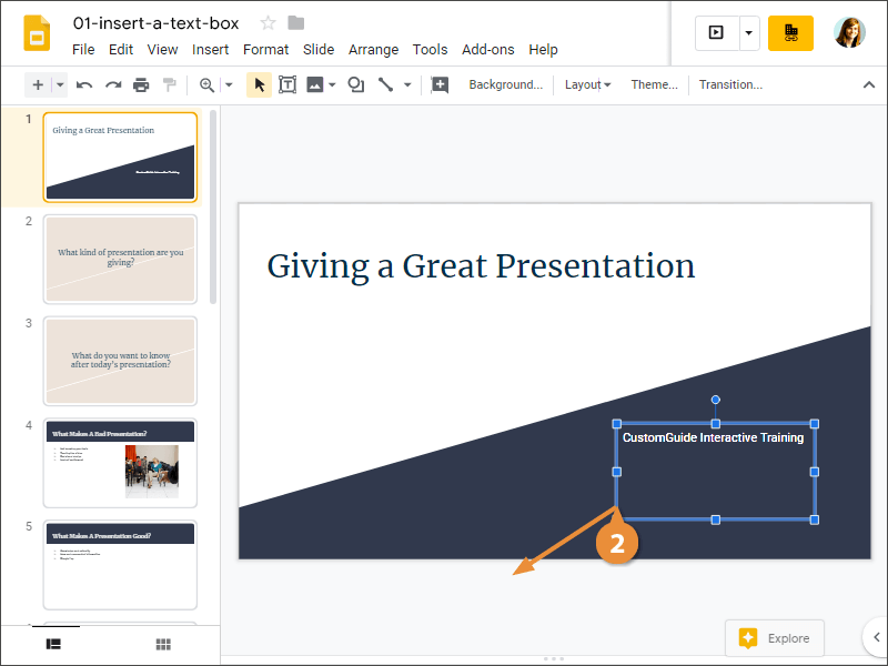 Insert a Text Box CustomGuide