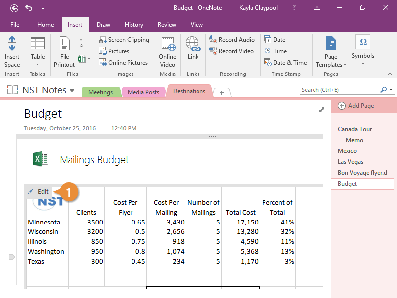 Inserting Microsoft Excel Spreadsheet In Onenote Page