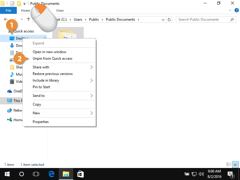 Quick Access in File Explorer CustomGuide
