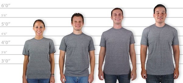CustomInk Sizing Line-Up for American Apparel USA-Made Tri-Blend T