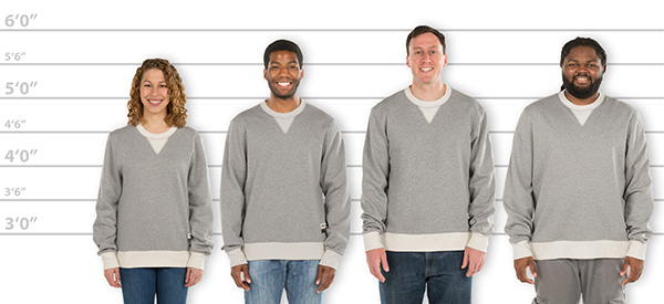CustomInk.com Sizing Line-Up for Champion Authentic Sueded Fleece