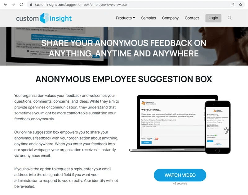 Online Employee Suggestion Box Examples, Samples of Anonymous Employee