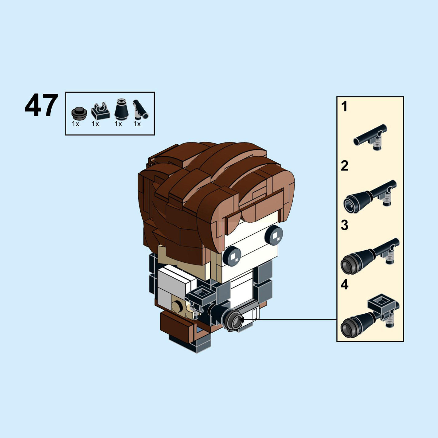 Lego Star Wars Han Solo New Hope Outfit MOC Brickheadz Instructions
