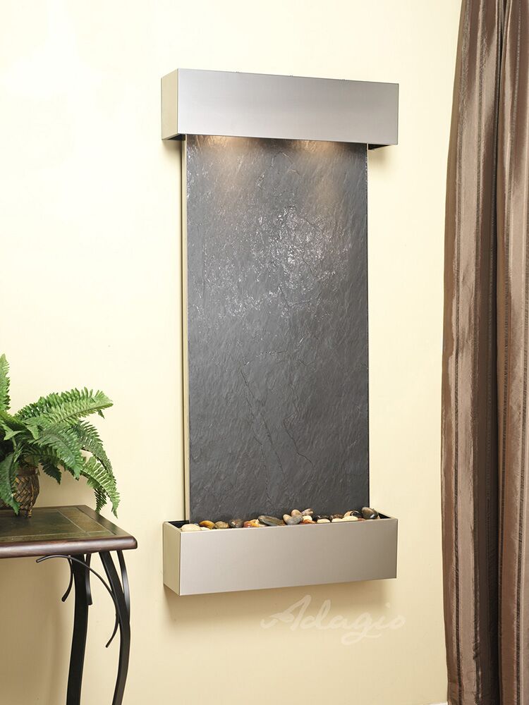 Cascade Springs Square Stainless Steel Black Featherstone Wall Water
