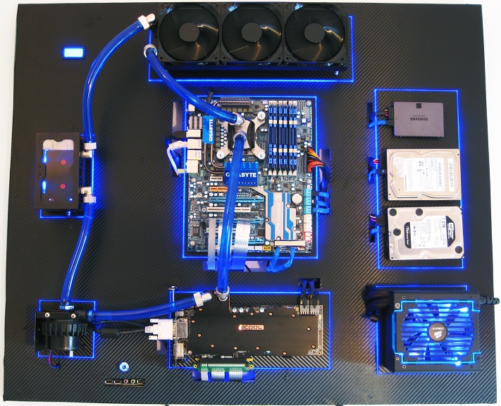 Gallery of an Awesome Wallmounted Custom PC with Beautiful Liquid