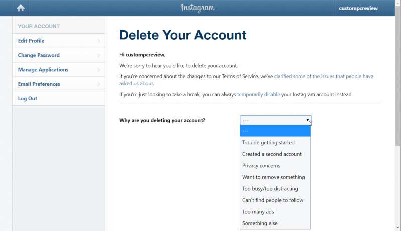 How to Delete Your Instagram Account Permanently Custom PC Review
