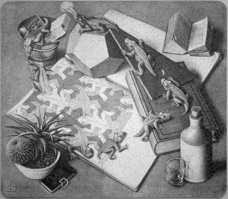 Custom Puzzle Craft Wooden Jigsaw Puzzle 665 Escher Reptiles