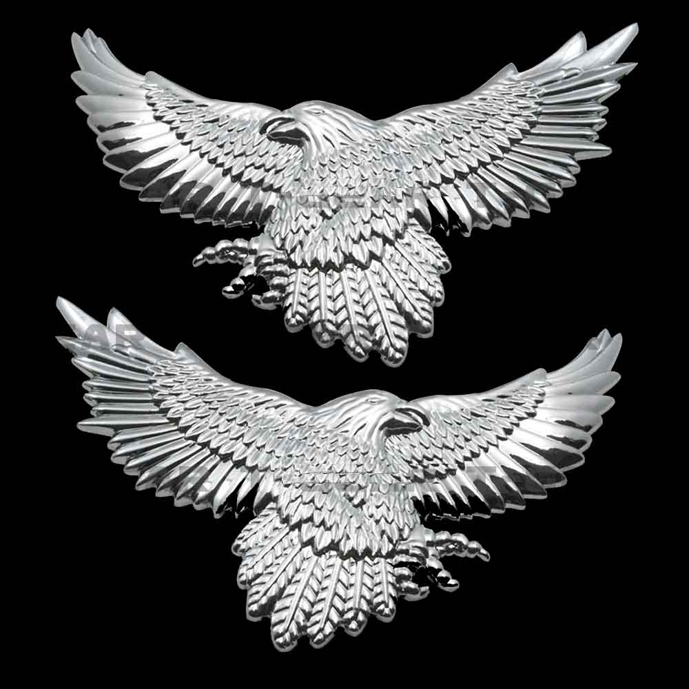 Chrome Eagle Emblem, Chrome Eagles Emblems, Chrome Finish Wings Emblems