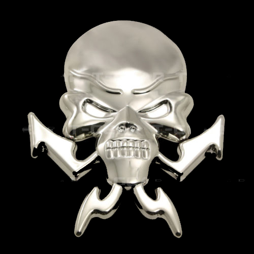 Chrome Alien Skull Emblem, Chrome Alien Skull Emblems, Chrome Finish 3M Adhesive Emblems for
