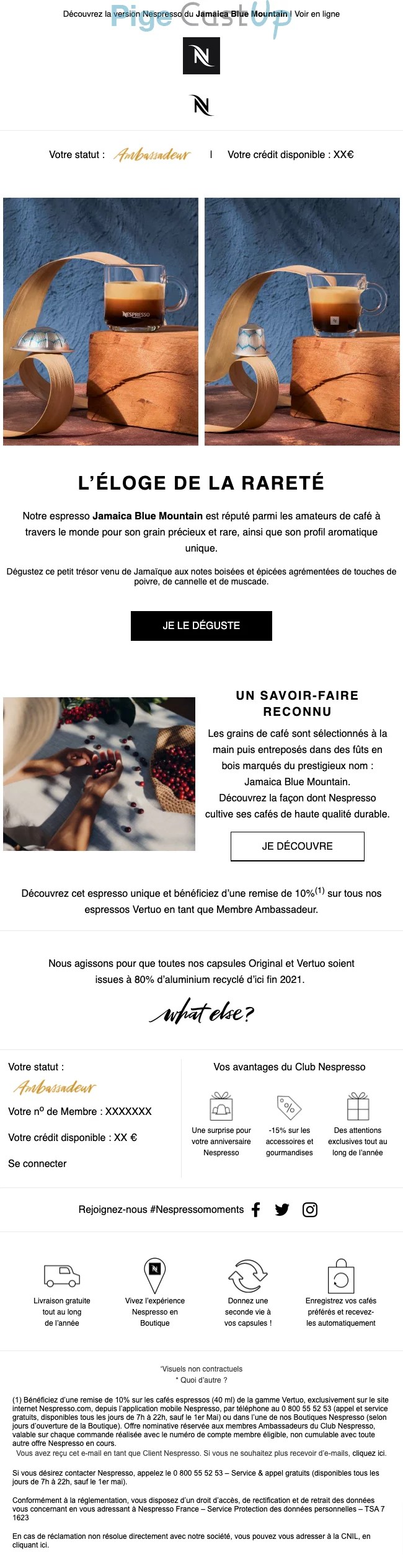 Nespresso Exemple de emailing 10/2021 20925 Benchmark CustUp