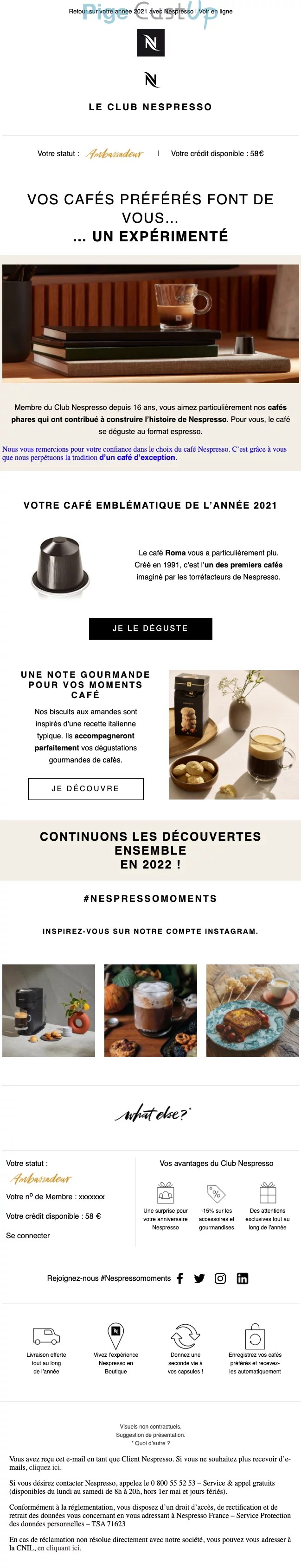 Nespresso Exemple de emailing 01/2022 22082 Benchmark CustUp
