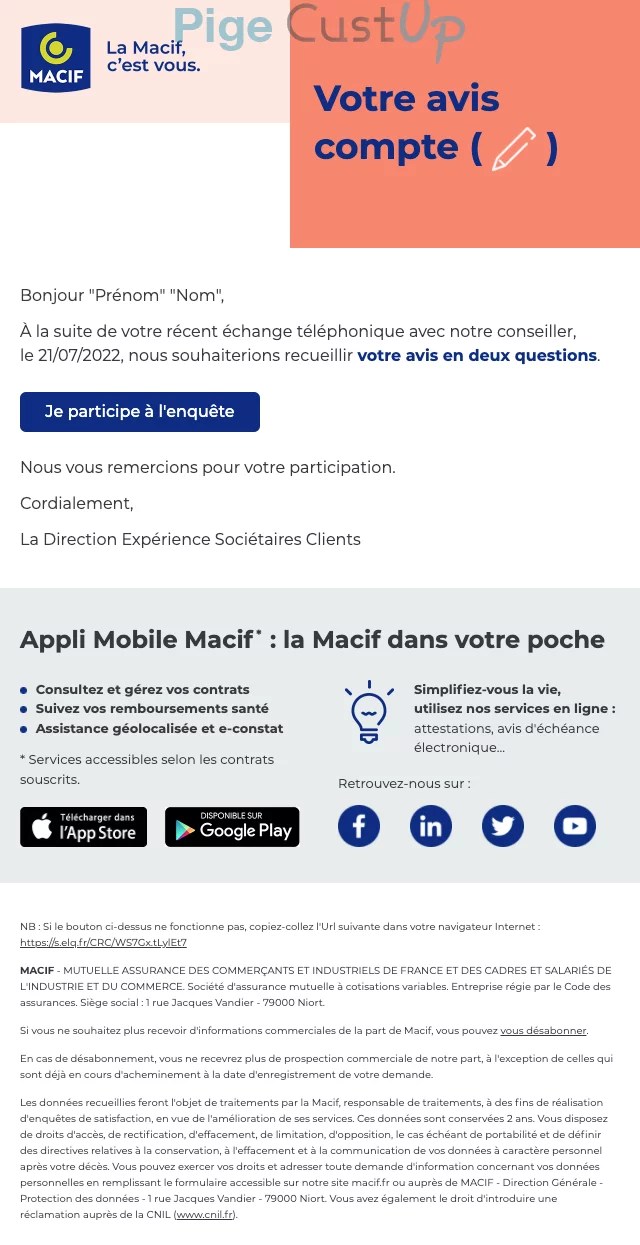 Macif Exemple de emailing 07/2022 23673 Benchmark CustUp