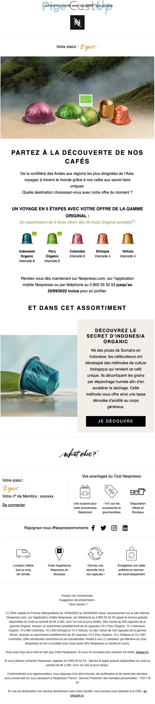 Nespresso Exemple de emailing 09/2022 24992 Benchmark CustUp