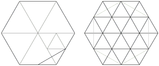 Cutting Triangles off Regular Hexagon