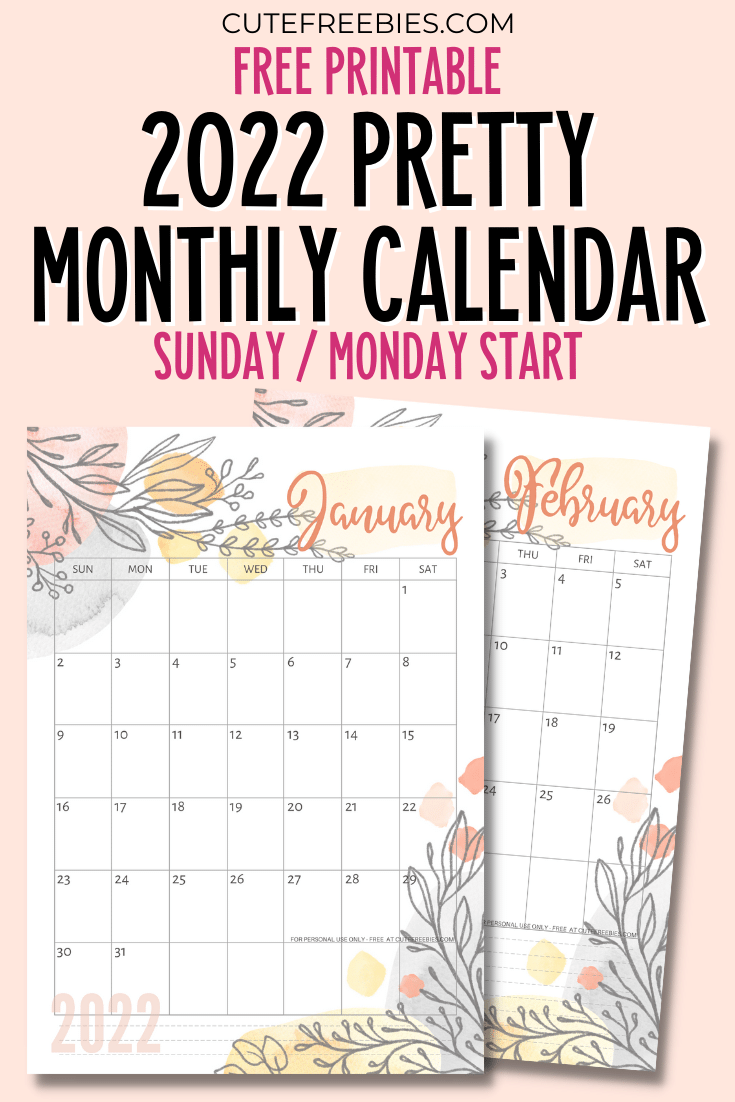 2022 free printable calendars lolly jane
