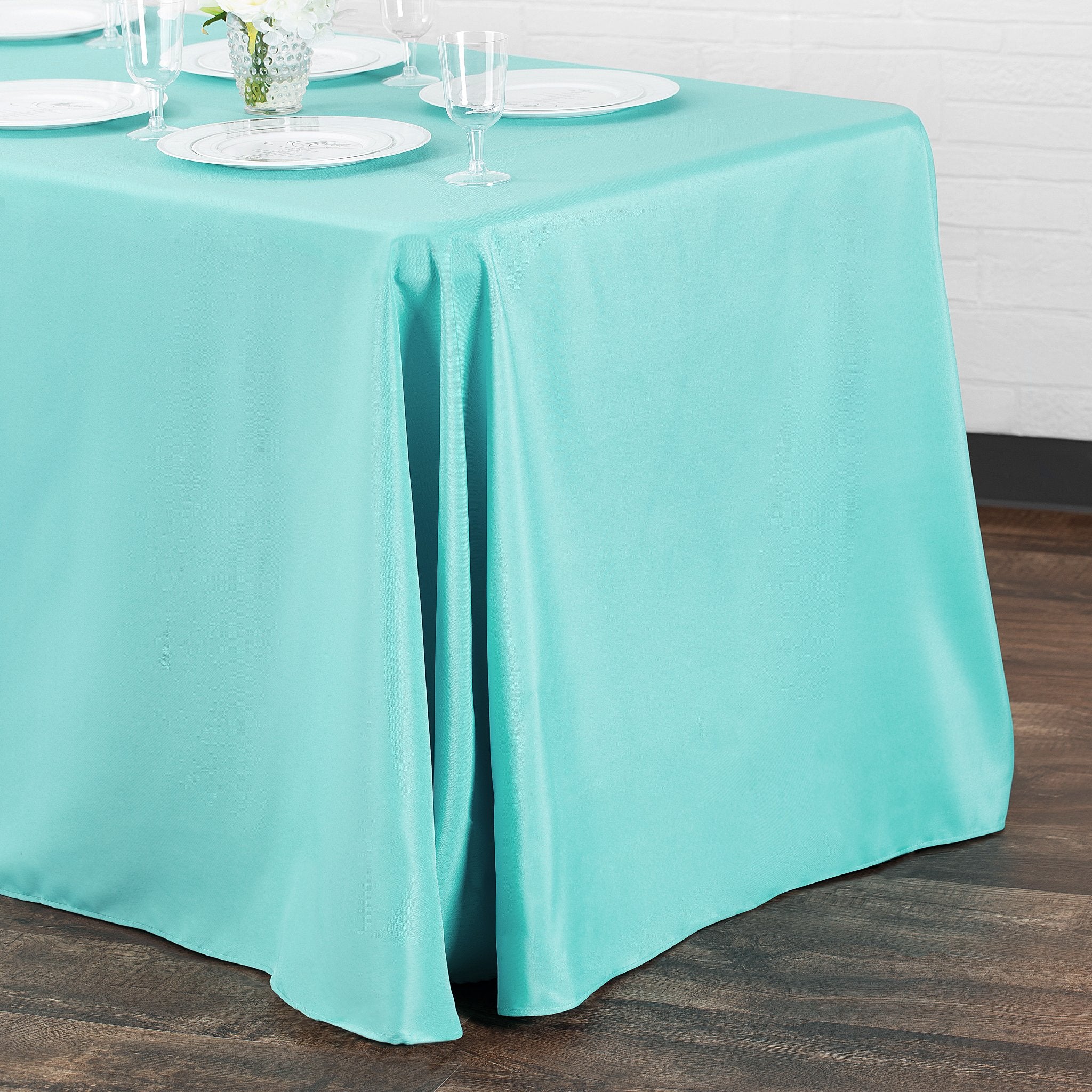 Turquoise 90"x132" Oblong Polyester Tablecloth CV Linens™