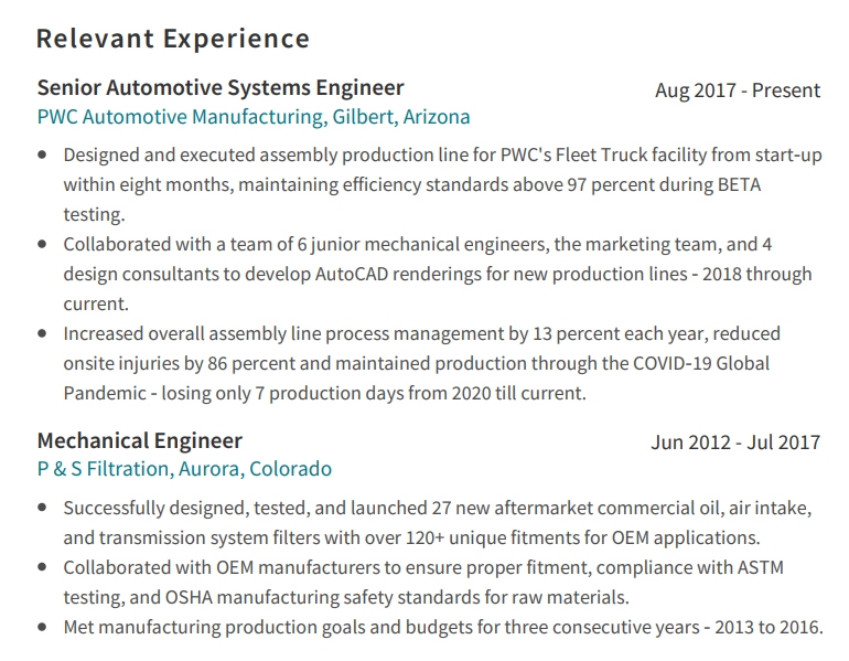 Mechanical Engineer Resume Example & Writing Tips 2024