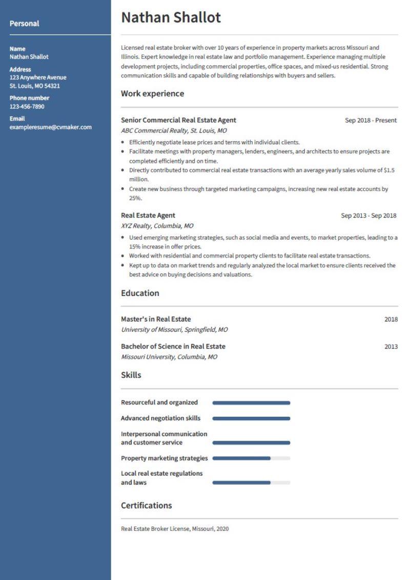 Real Estate Resume Sample, Job Description & Writing Guide for 2024