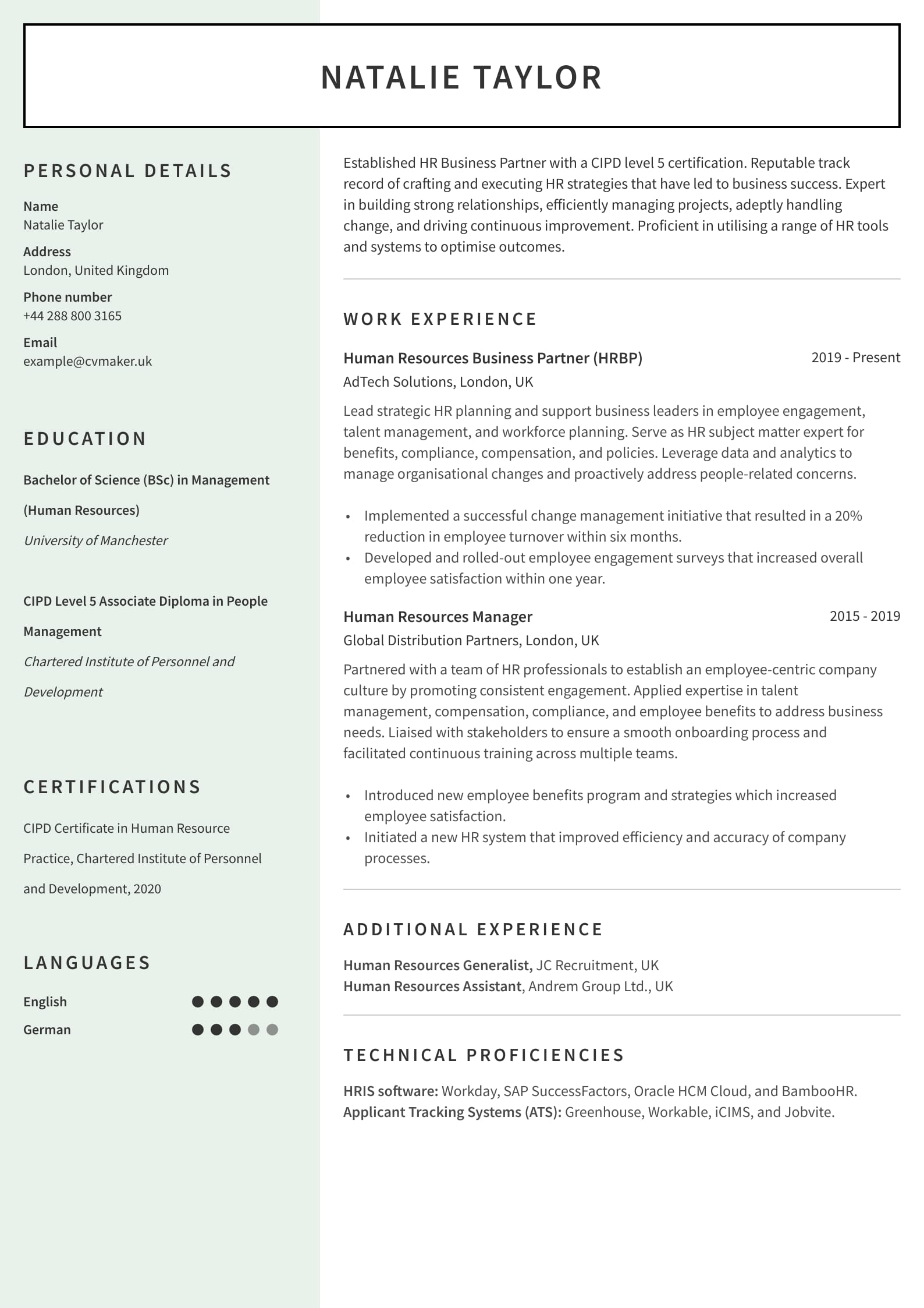 How to Write an HR CV for Various Levels Examples and Tips