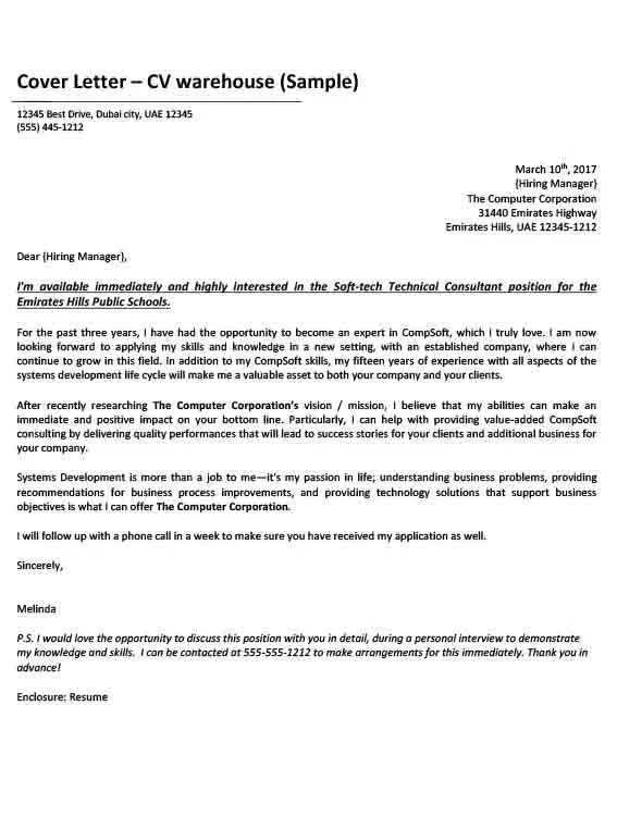Cover Letter Writing Services UAE Cover Letter Samples Dubai CV Warehouse