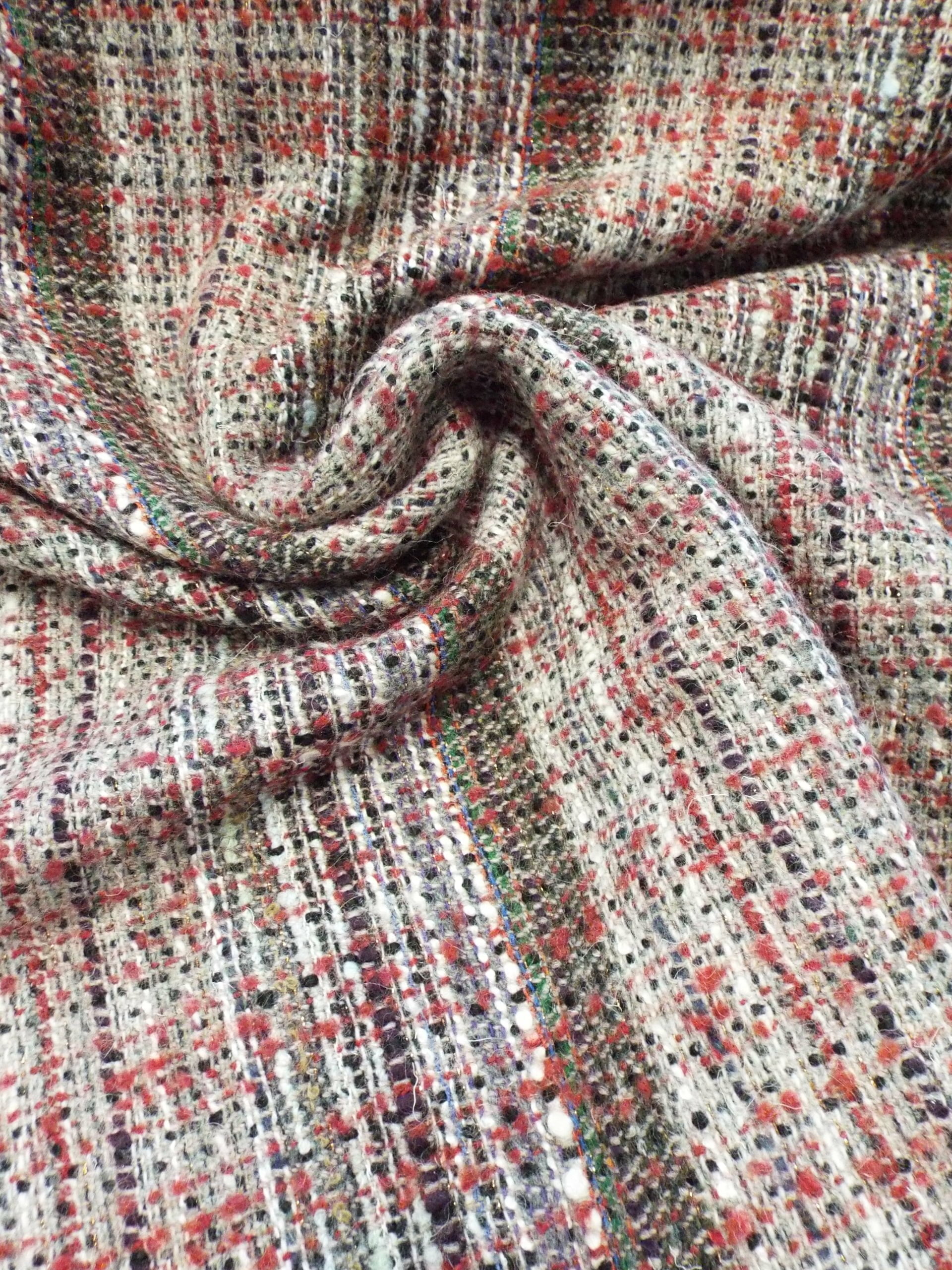 Tweed Chenille in Autumn Berry stripe CW Fabrics
