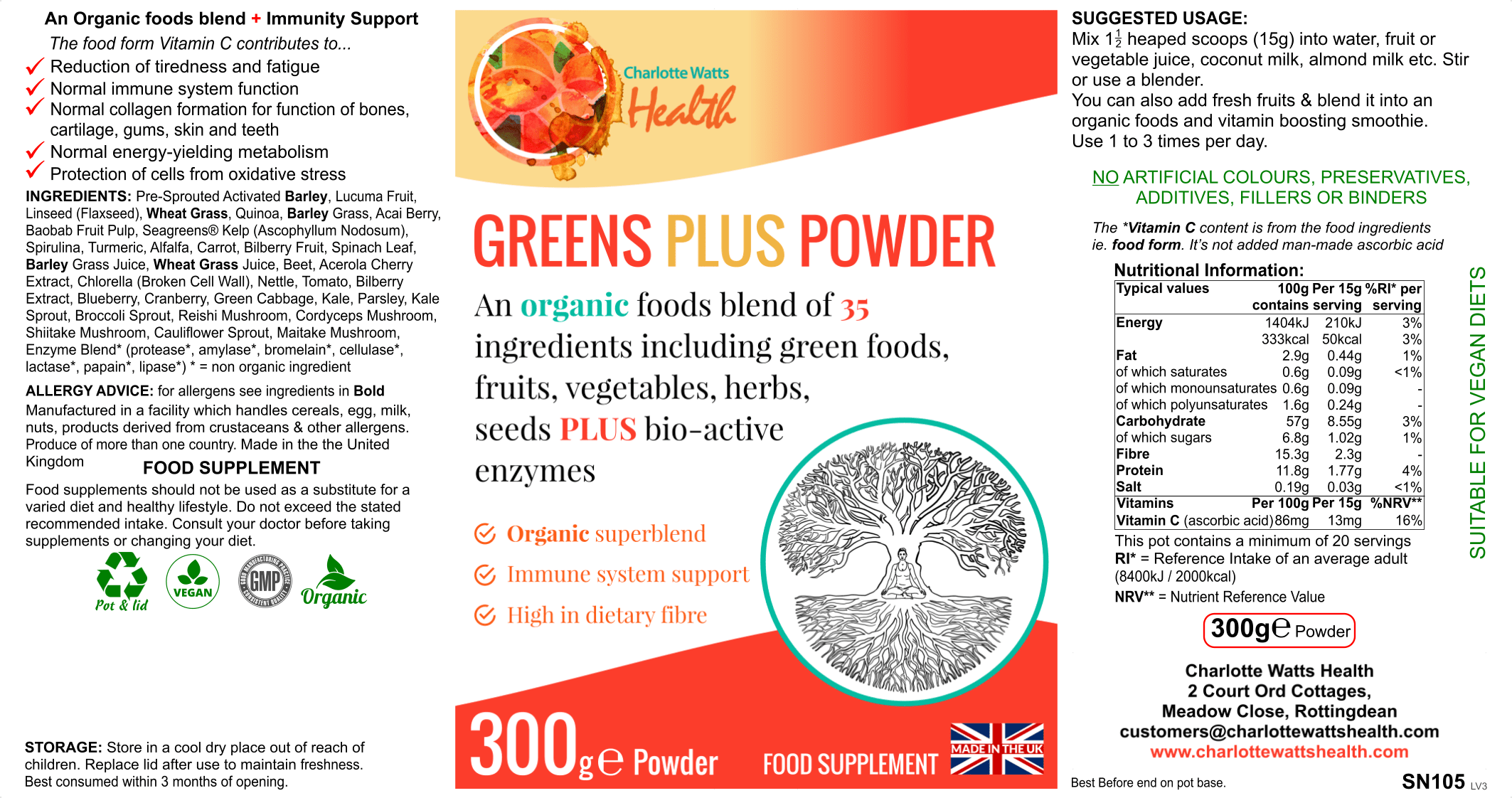 GREENS PLUS POWDER Charlotte Watts Health