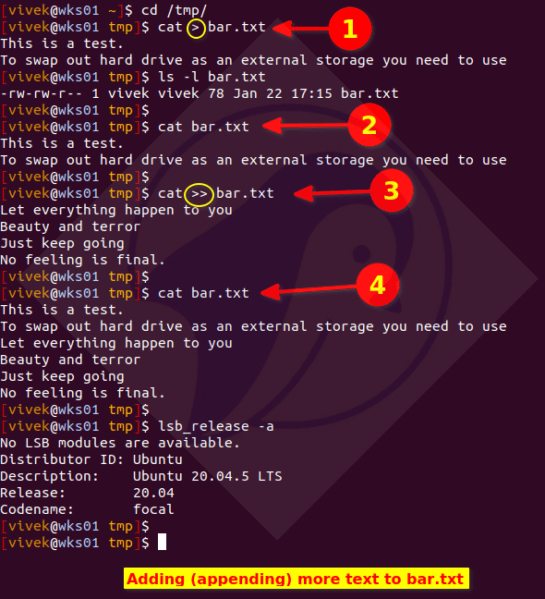 Ubuntu Linux Create a Text File Using cat Command nixCraft
