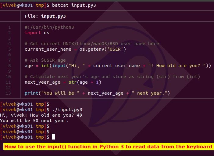 Python raw_input Example (Input From Keyboard) nixCraft