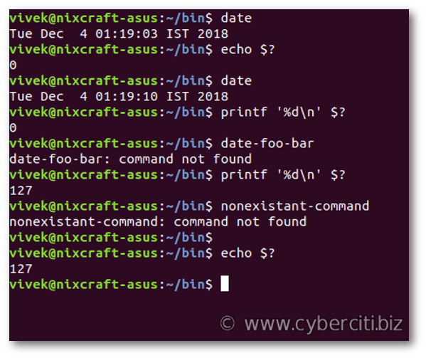 Bash get exit code of command on a Linux / Unix nixCraft