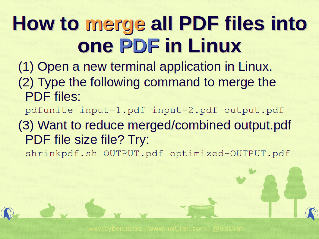 How to merge all PDF files into one PDF in Linux nixCraft