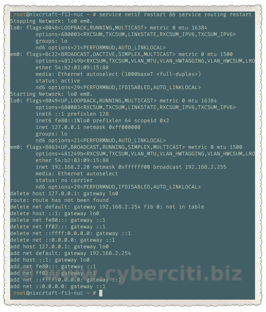 How to start, stop and restart network & routing on FreeBSD nixCraft