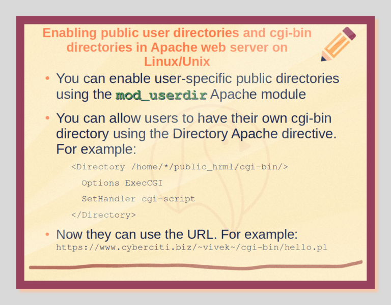 Apache give each user their own cgibin directory nixCraft