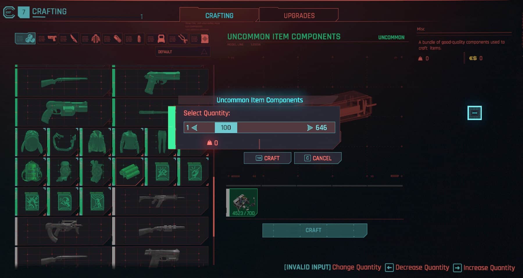 Crafting Tweaks Batch Craft Item Components Cyberpunk 2077 Mod