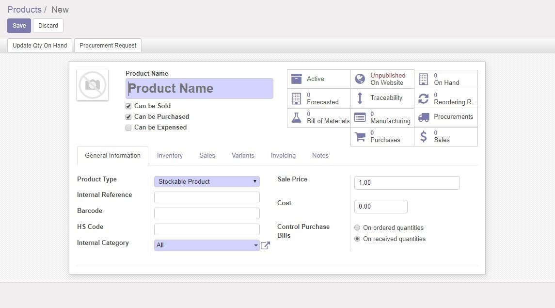 Product configuration in Odoo