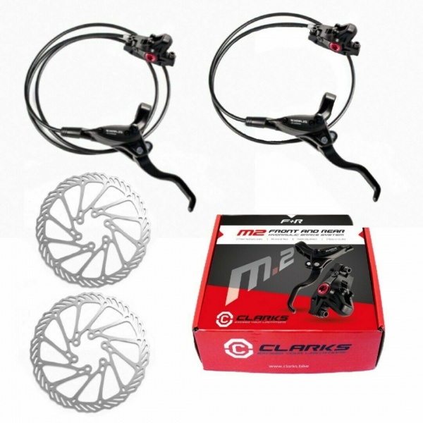 Clarks M2 front / rear hydraulic disc brake set 160mm rotors Cyclemania