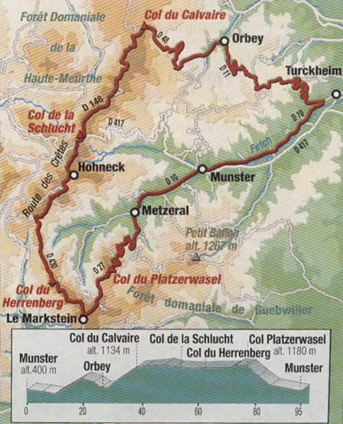 Les Défis De La Carte Route Des Crêtes Alsace Circuit n°2 La Route des Crêtes Cyclocolmar