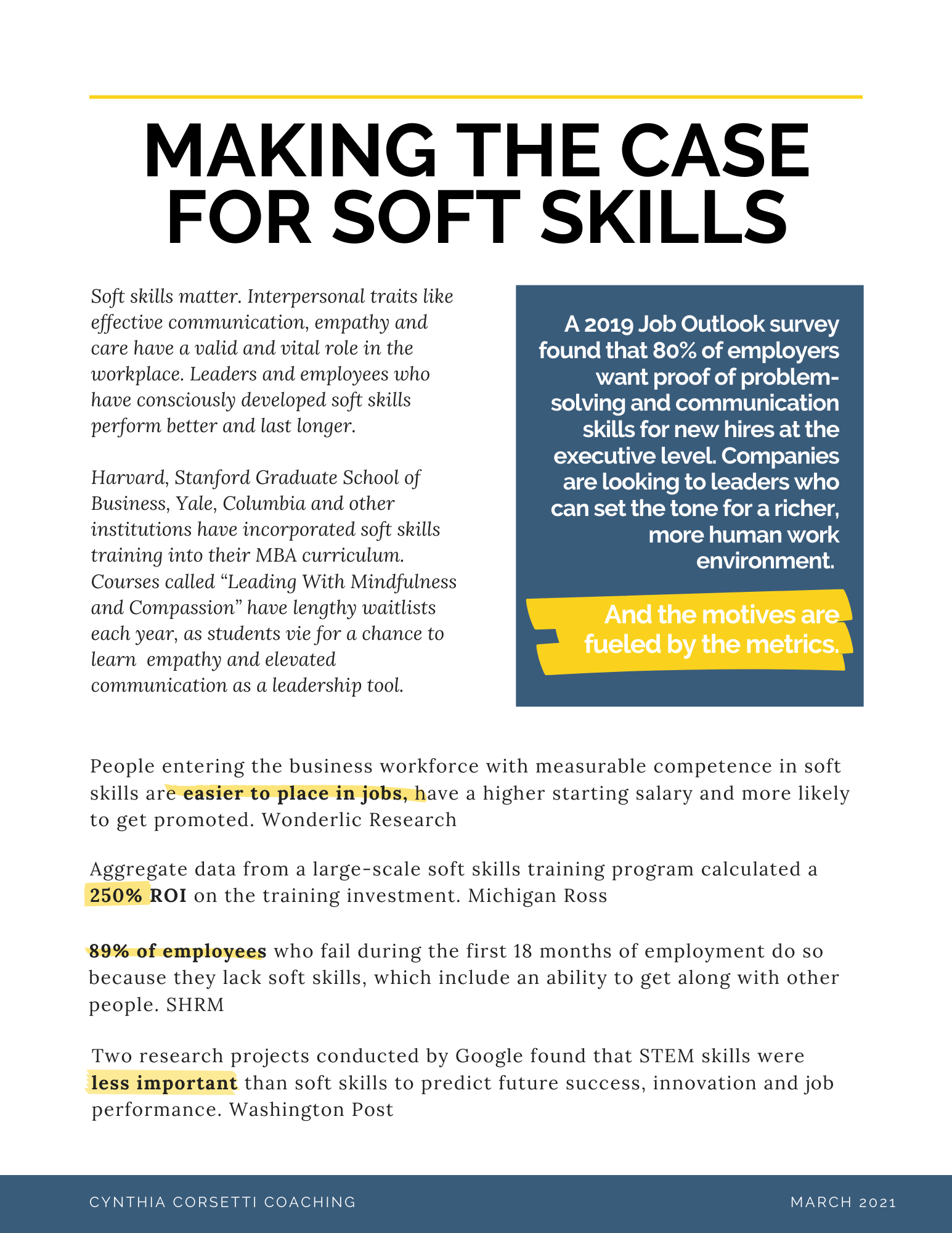 Q1 White Paper The Hard Facts About Soft Skills Cynthia Corsetti