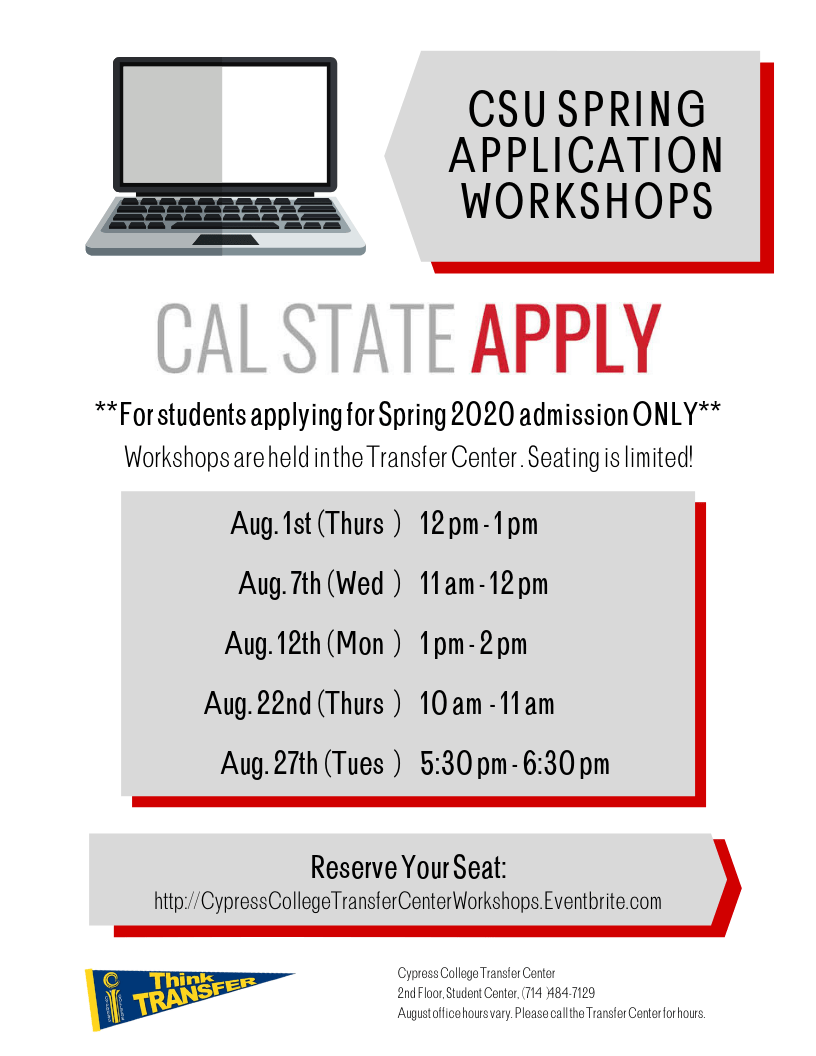 csus spring 2023 calendar Csu Spring Application Workshop - Cypress College