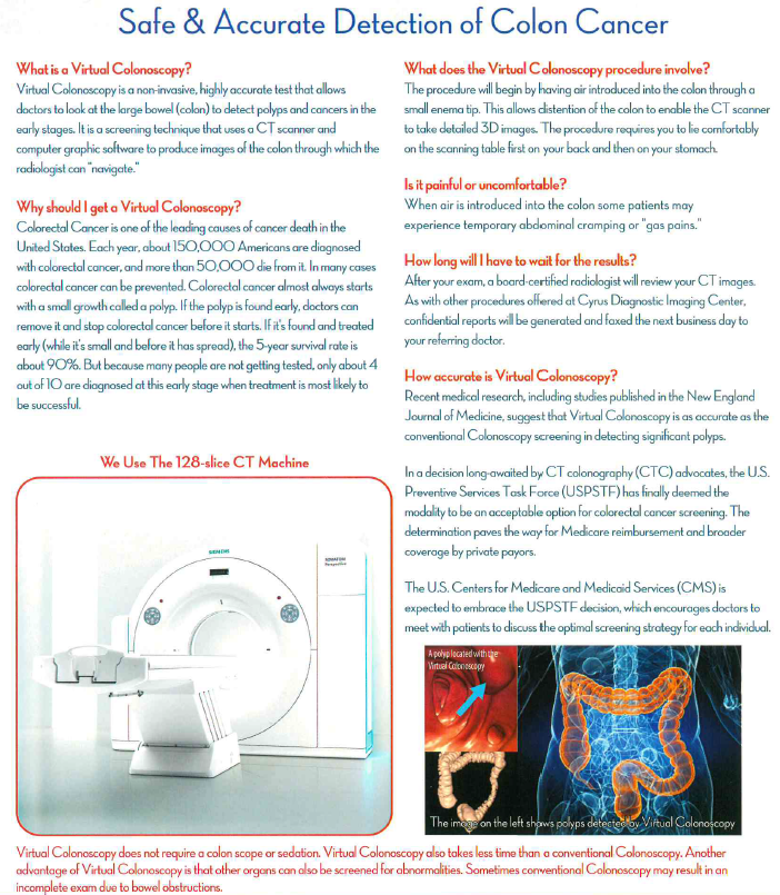 Virtual Colonoscopy Cyrus Diagnostic Imaging, Inc.
