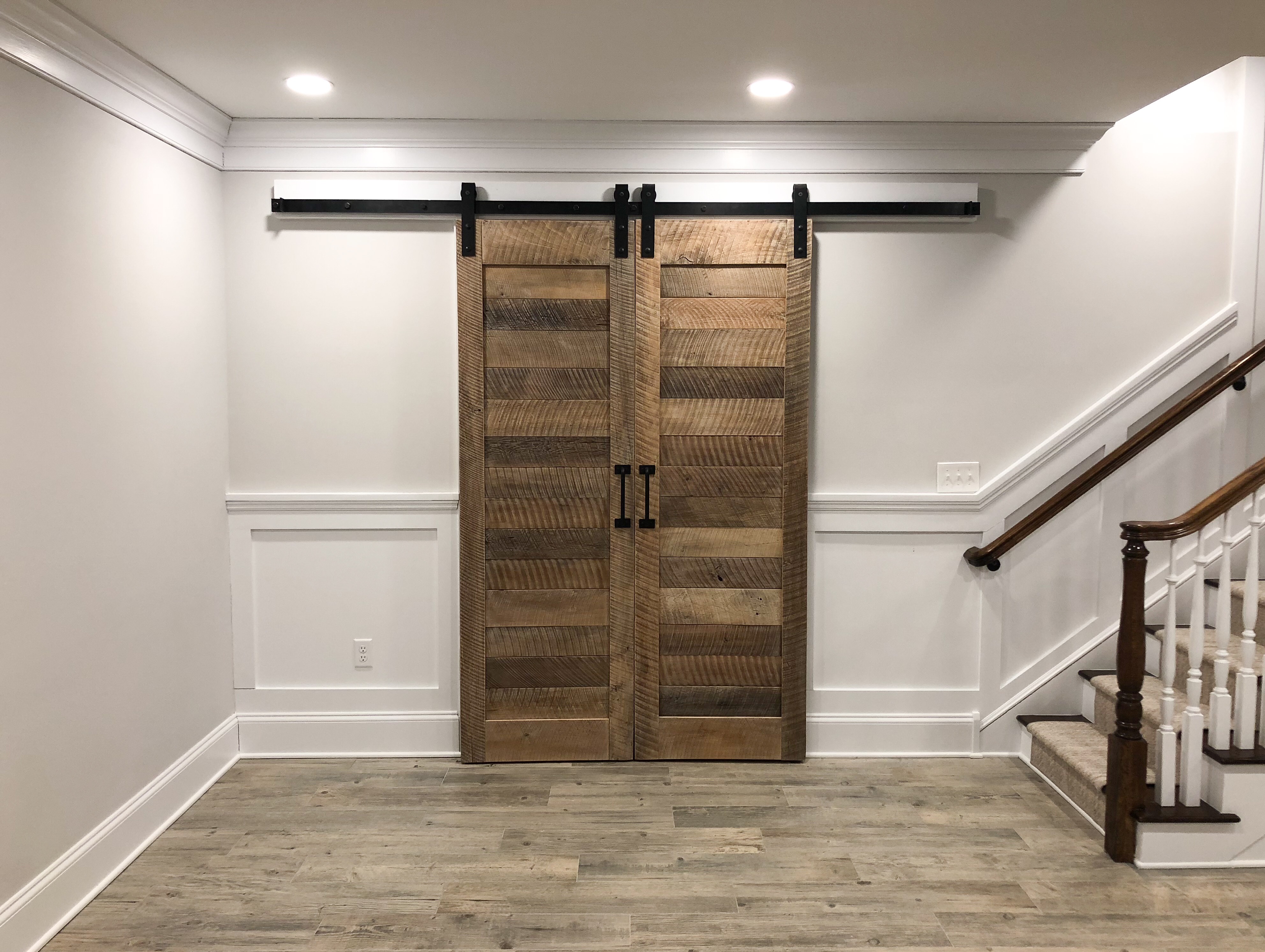 Kate and laurel cates wood wall storage cabinet with vanity mirror and sliding barn door, rustic white 484 $149.99 $ 149. Reclaimed Oak Barn Doors - CZ Woodworking