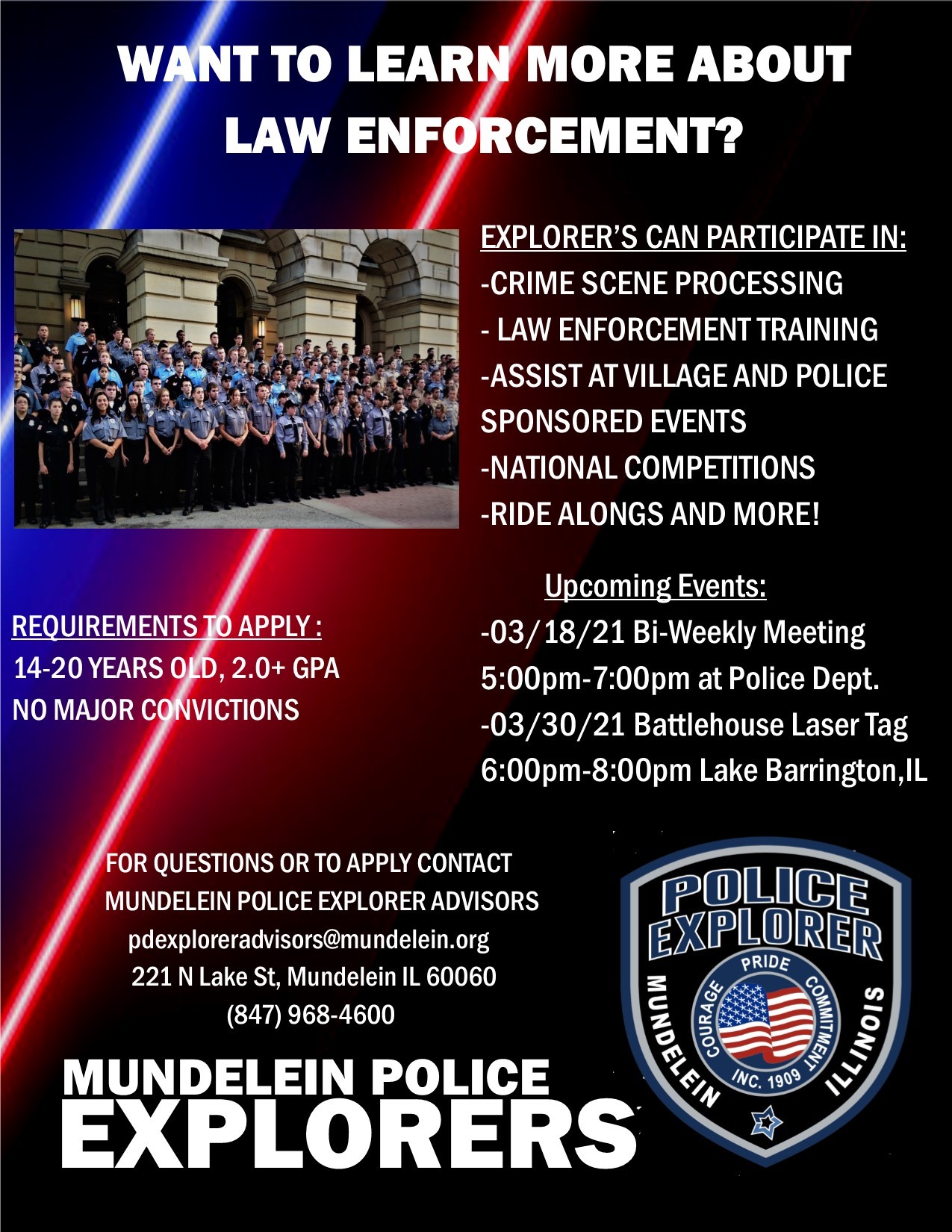 Students think about joining the Mundelein Police Explorers General